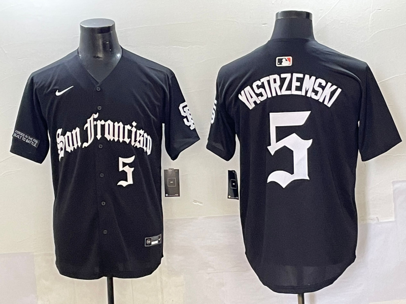 Men 2025 San Francisco Giants 5 Yastrezemski Black Five generations Joint Name Nike MLB Jersey style 22